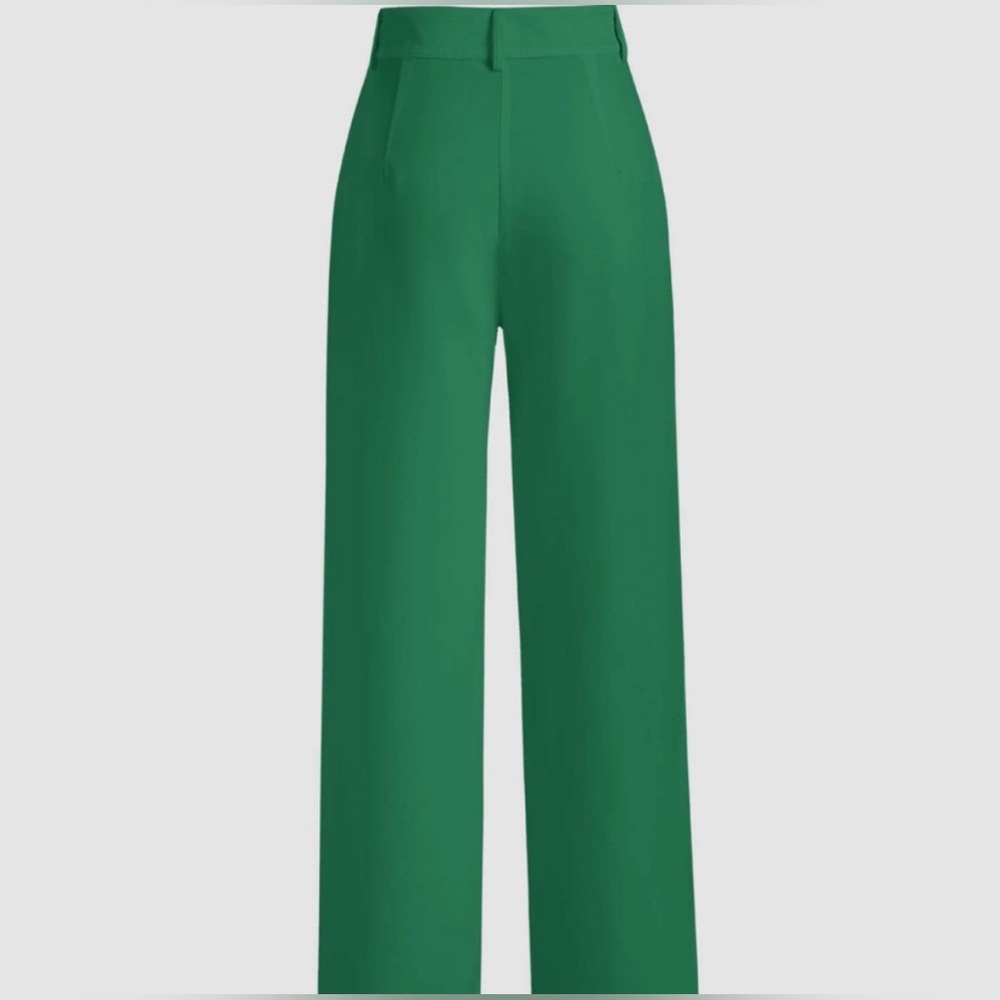 Elegant Green Strait Leg Trouser - Picture 2 of 6